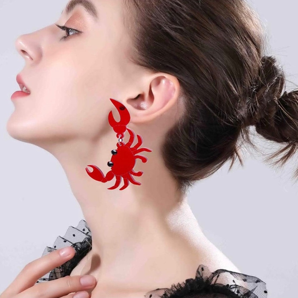 Unique & Cute Red Crab 🦀 Dangle Earrings